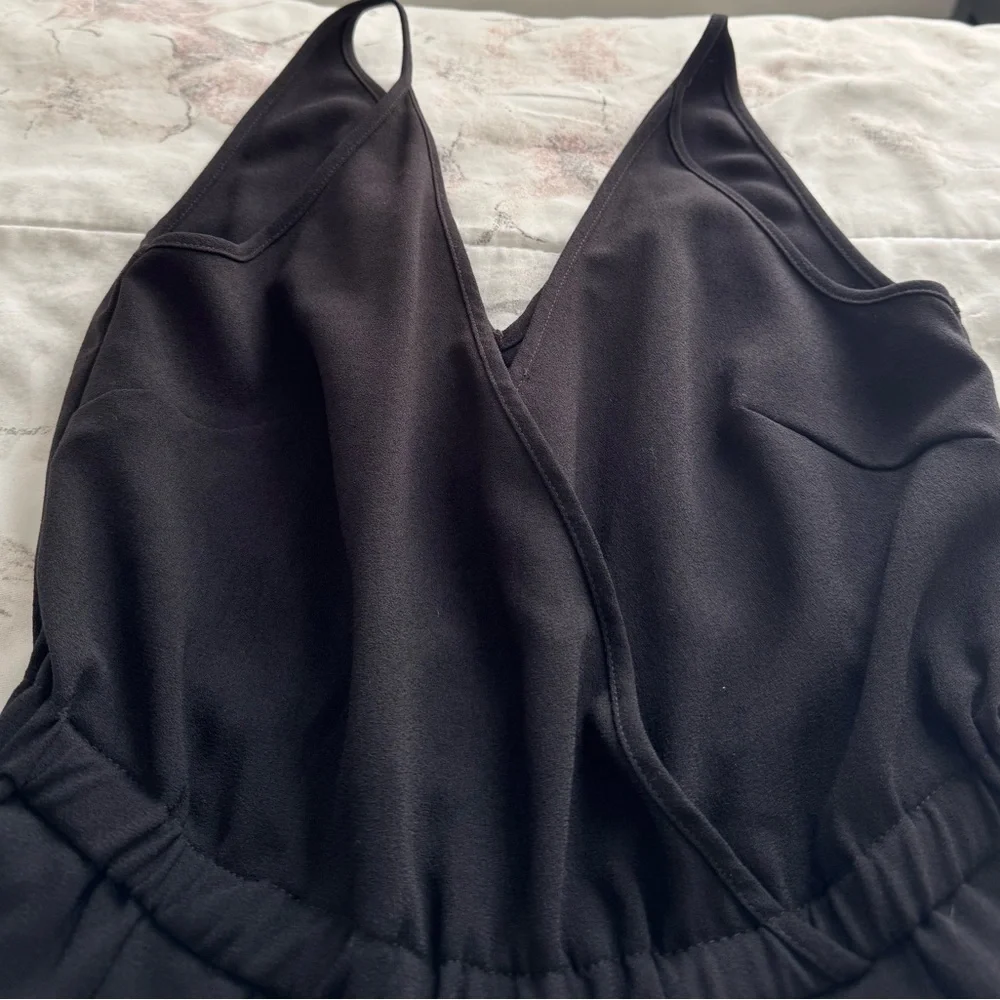 H&M Conscious Black wide leg spaghetti straps jumpsuit with pockets, size 4